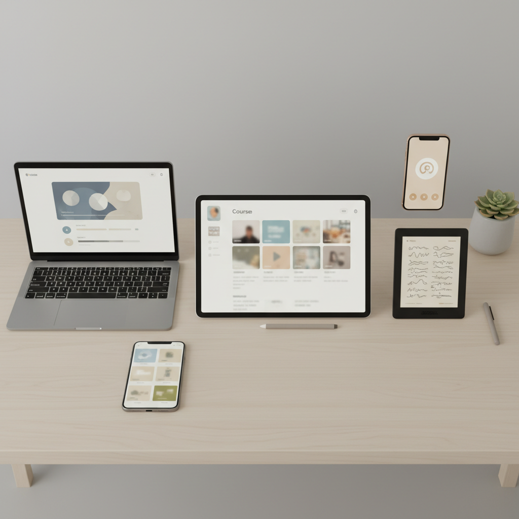 Selection of online course platforms on a laptop screen